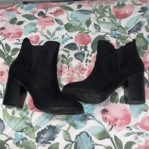 Black suede ankle booties